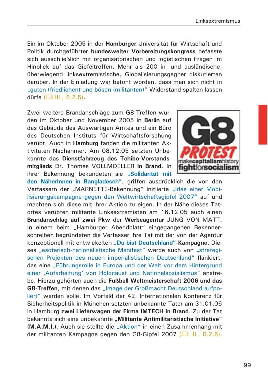 Seite 99 des Verfassungsschutzbericht 2005 Hamburg