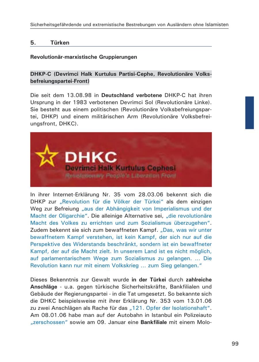Seite 101 des Verfassungsschutzbericht 2006 Hamburg