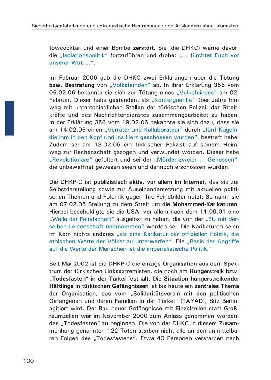 Seite 102 des Verfassungsschutzbericht 2006 Hamburg