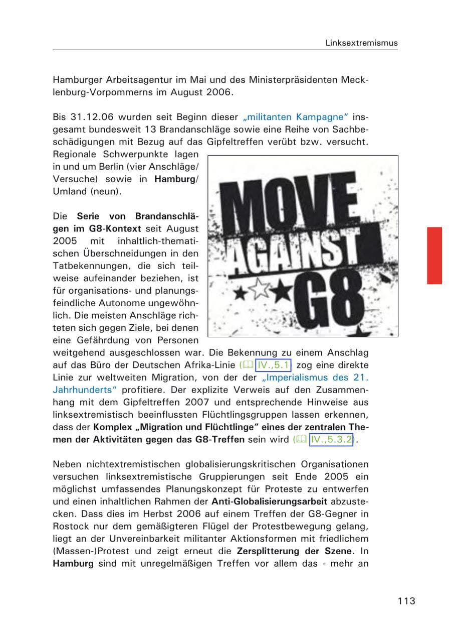 Seite 115 des Verfassungsschutzbericht 2006 Hamburg