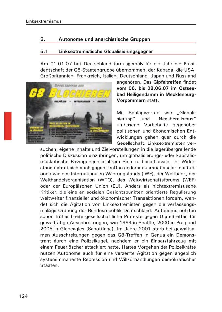 Seite 126 des Verfassungsschutzbericht 2006 Hamburg