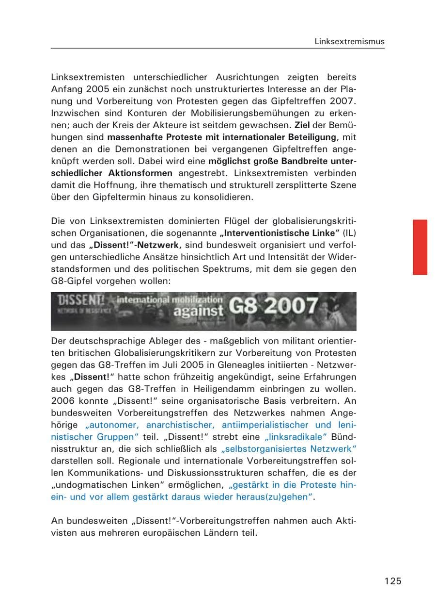 Seite 127 des Verfassungsschutzbericht 2006 Hamburg