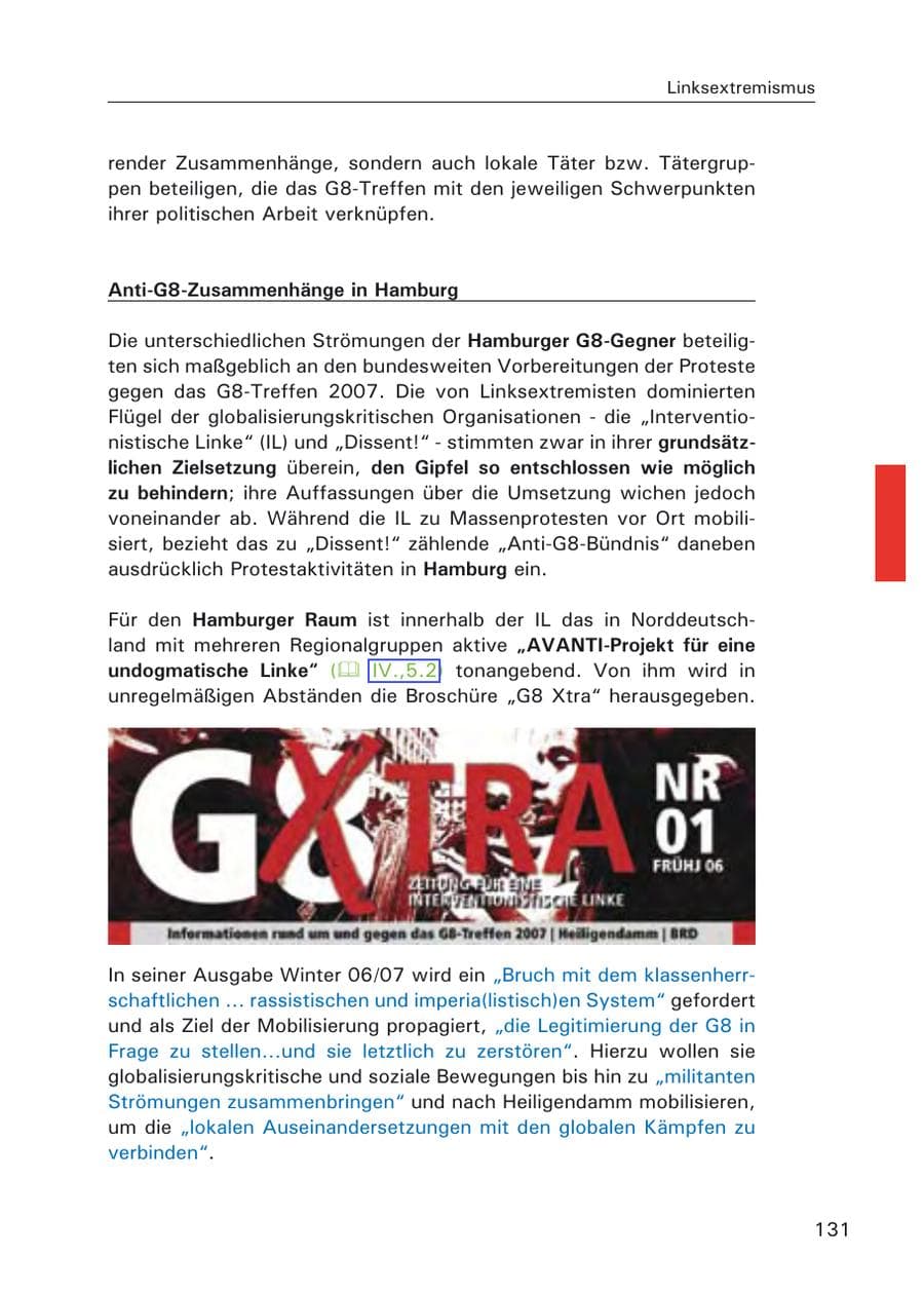 Seite 133 des Verfassungsschutzbericht 2006 Hamburg