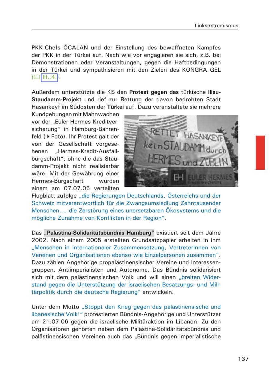 Seite 139 des Verfassungsschutzbericht 2006 Hamburg