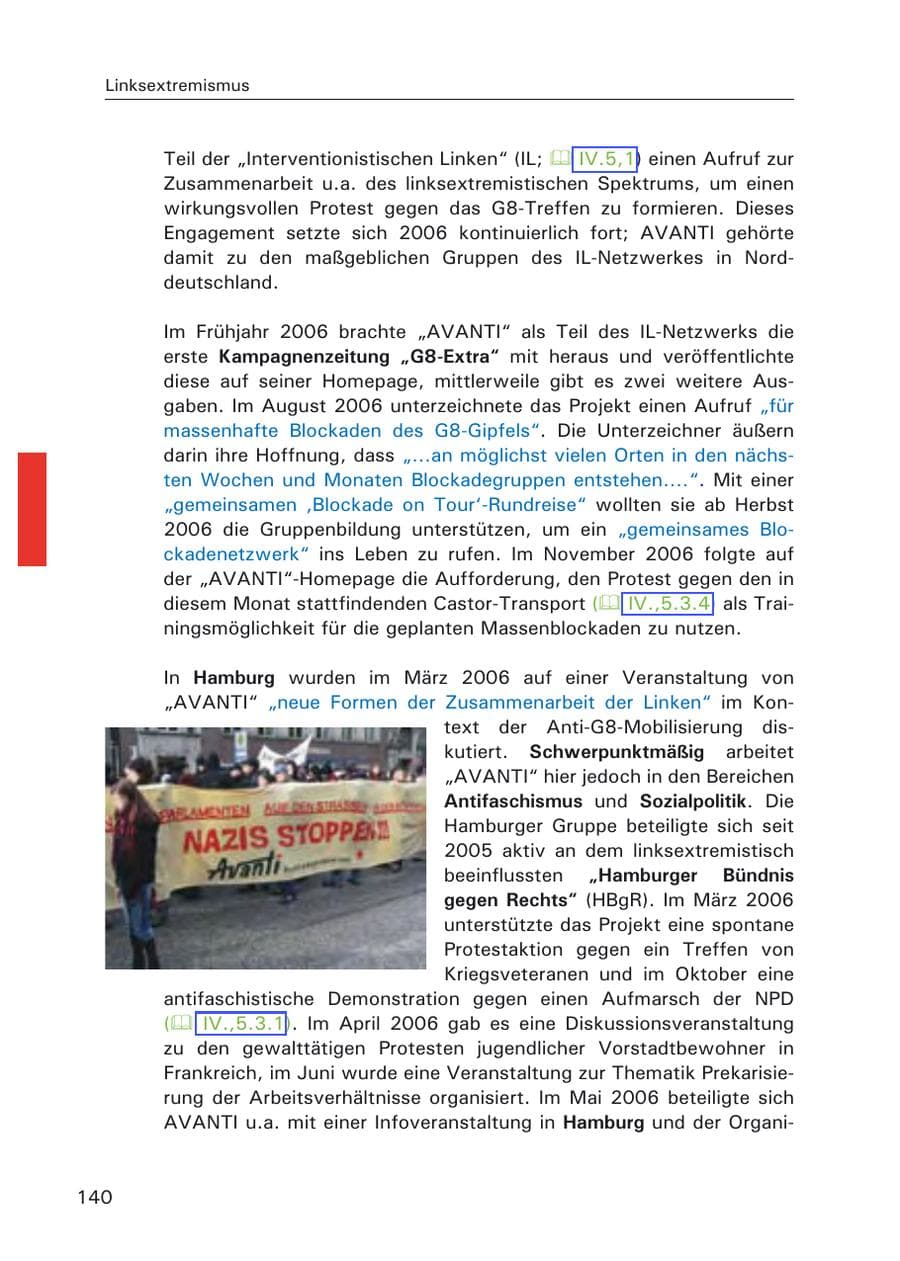 Seite 142 des Verfassungsschutzbericht 2006 Hamburg