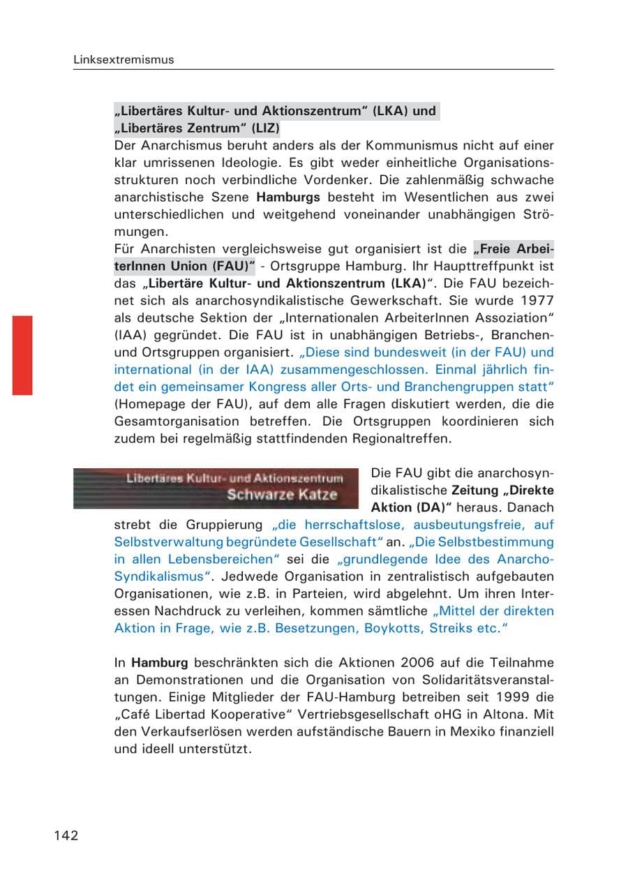Seite 144 des Verfassungsschutzbericht 2006 Hamburg