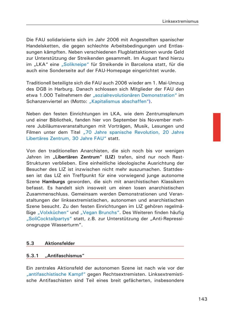 Seite 145 des Verfassungsschutzbericht 2006 Hamburg