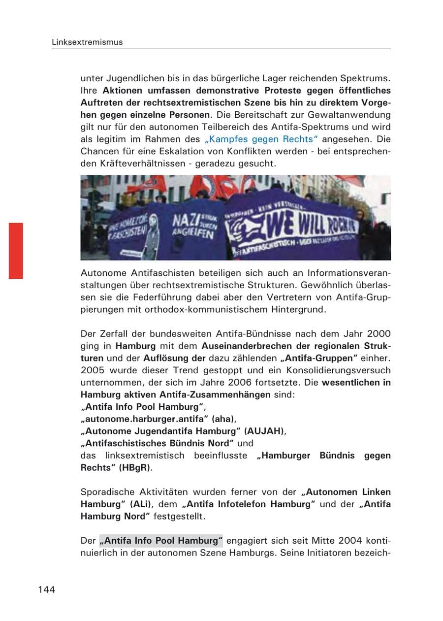 Seite 146 des Verfassungsschutzbericht 2006 Hamburg
