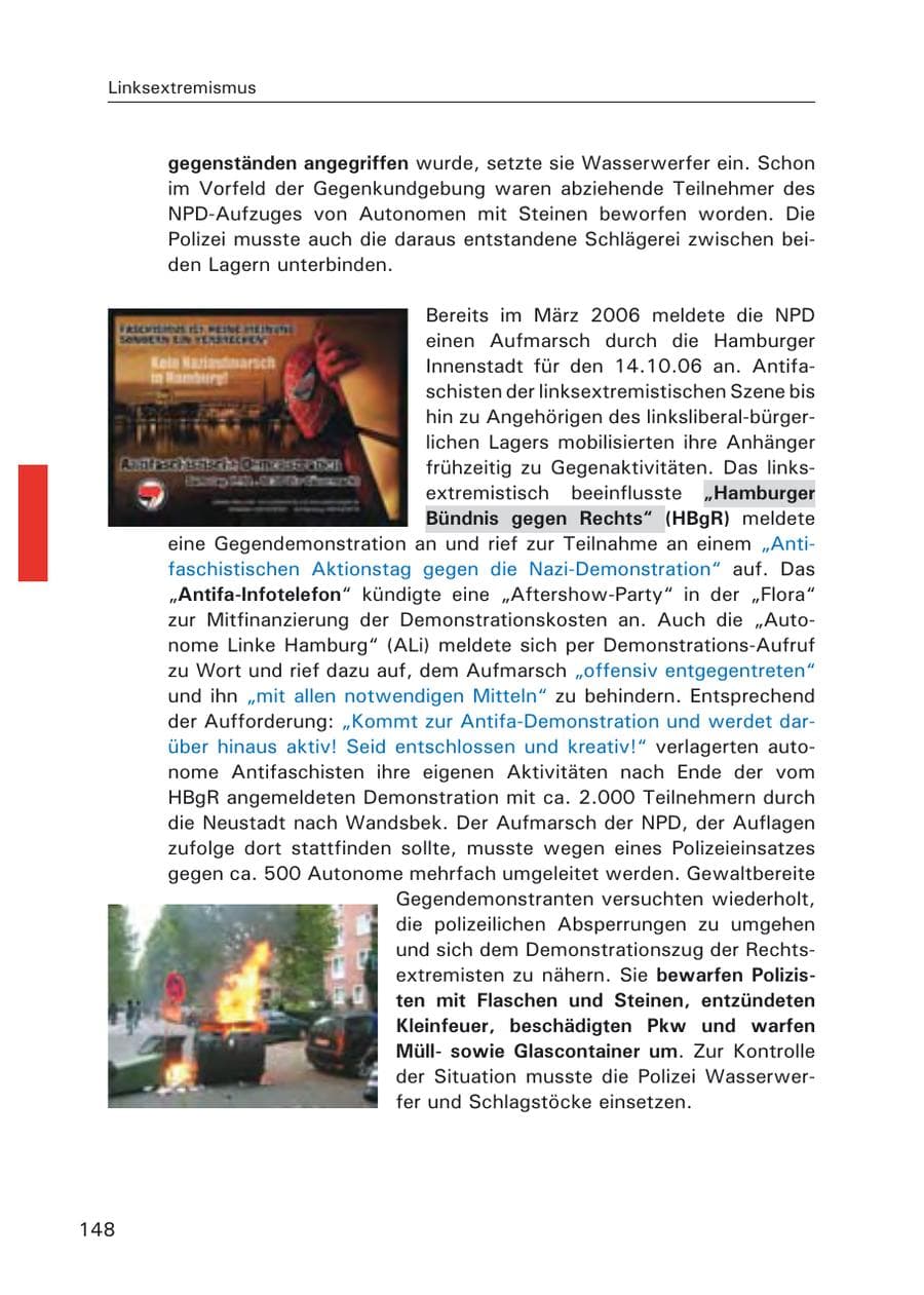 Seite 150 des Verfassungsschutzbericht 2006 Hamburg