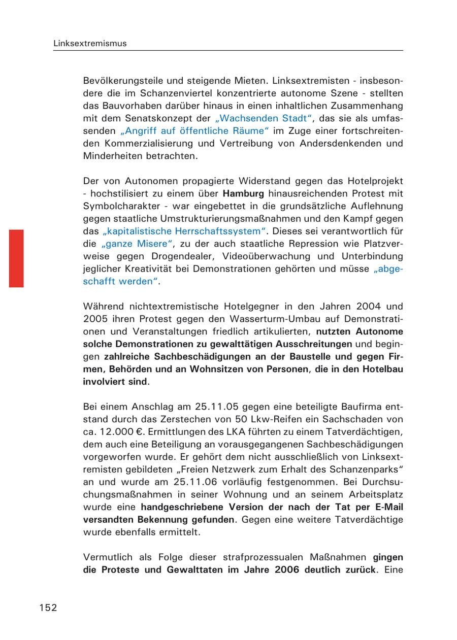 Seite 154 des Verfassungsschutzbericht 2006 Hamburg