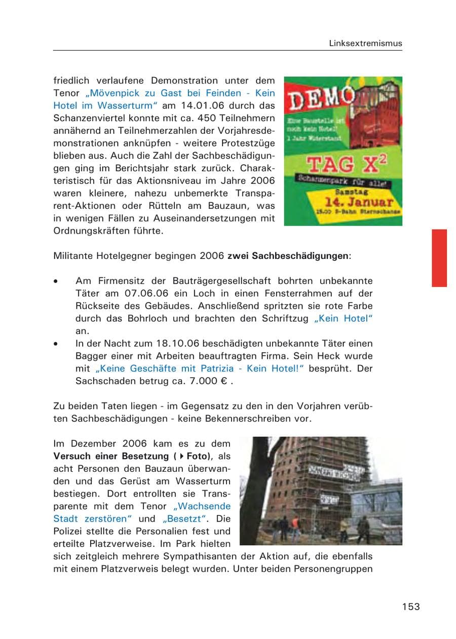 Seite 155 des Verfassungsschutzbericht 2006 Hamburg