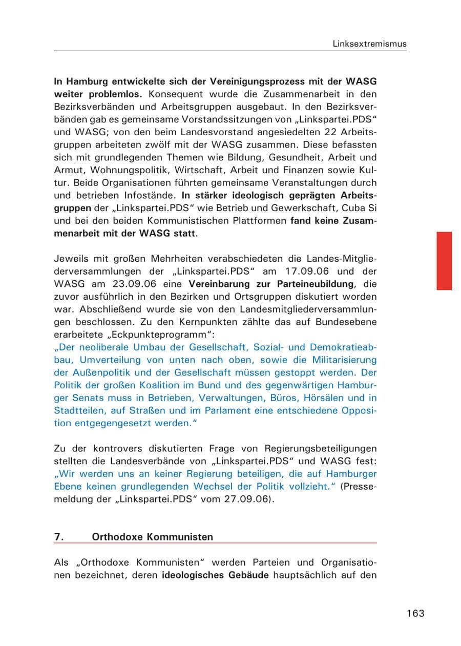 Seite 165 des Verfassungsschutzbericht 2006 Hamburg