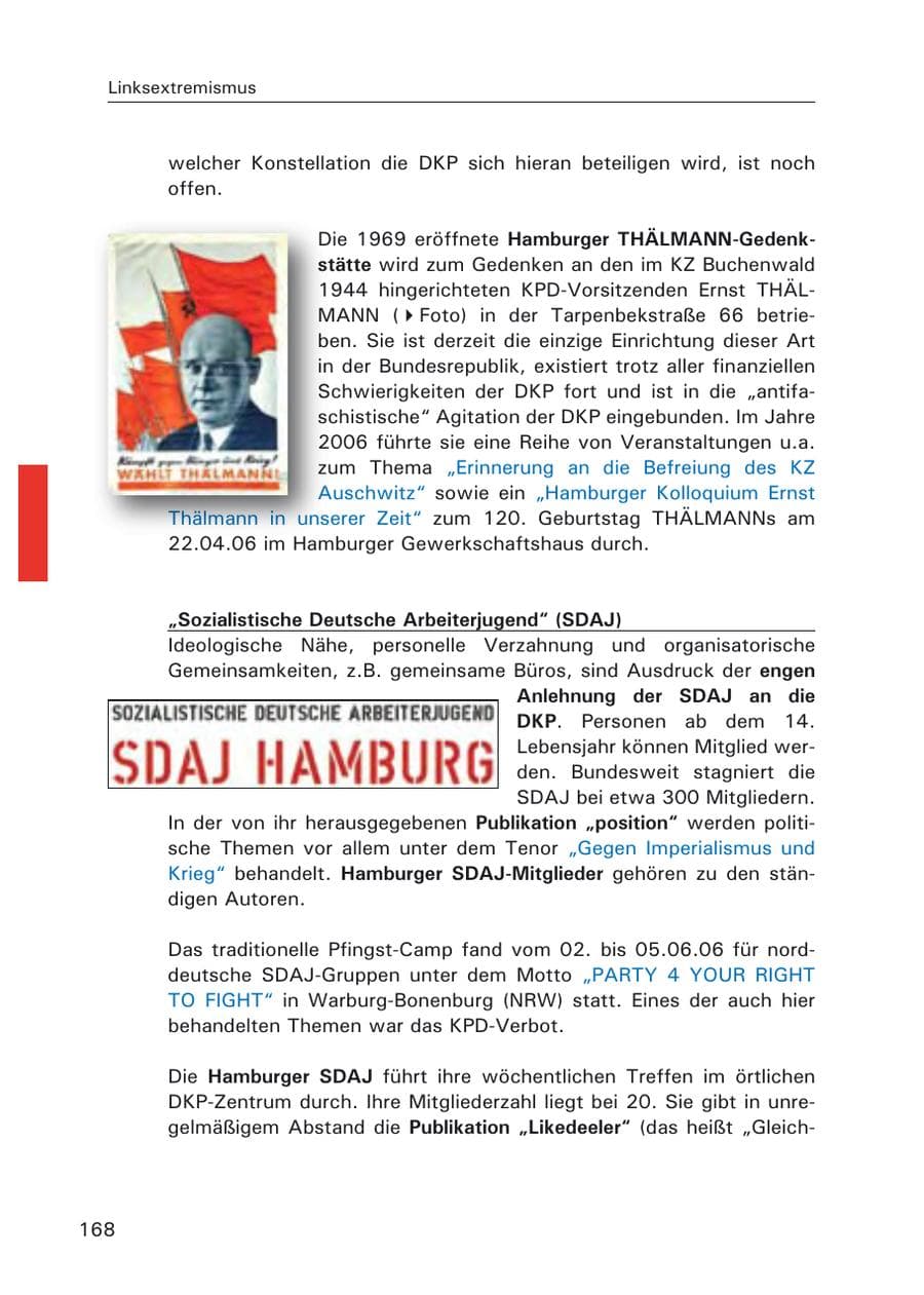 Seite 170 des Verfassungsschutzbericht 2006 Hamburg