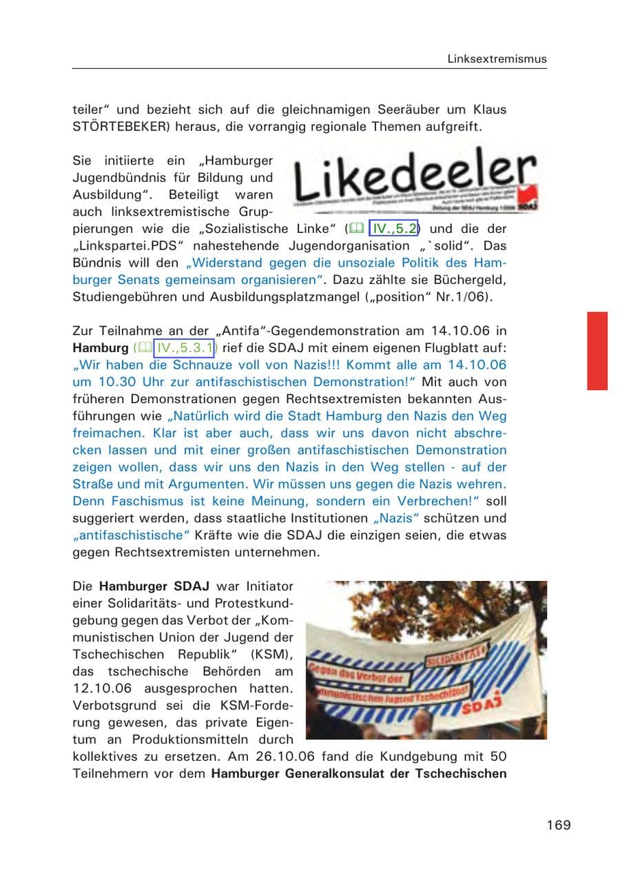 Seite 171 des Verfassungsschutzbericht 2006 Hamburg