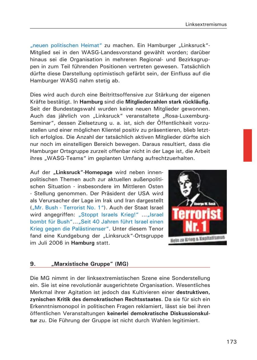 Seite 175 des Verfassungsschutzbericht 2006 Hamburg
