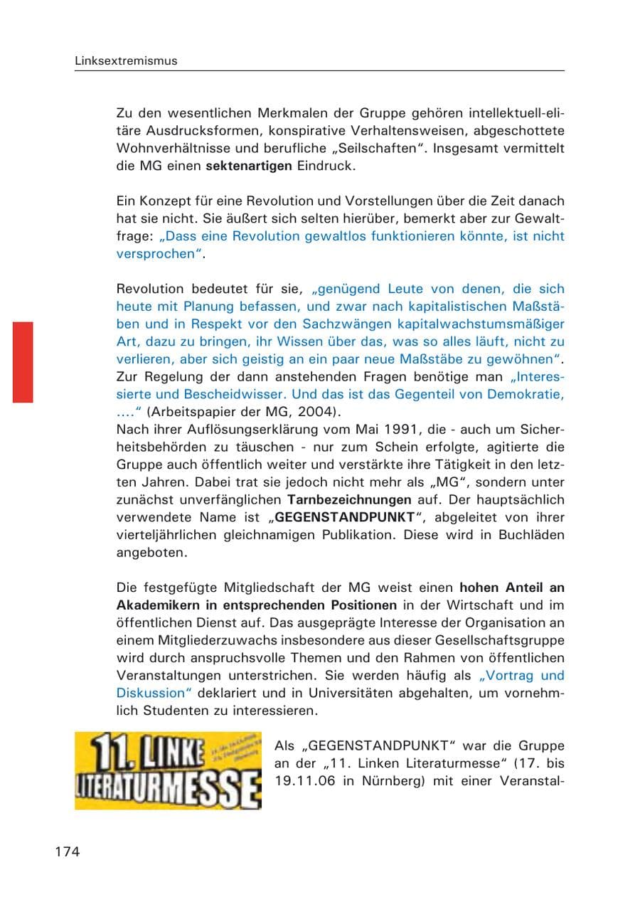 Seite 176 des Verfassungsschutzbericht 2006 Hamburg