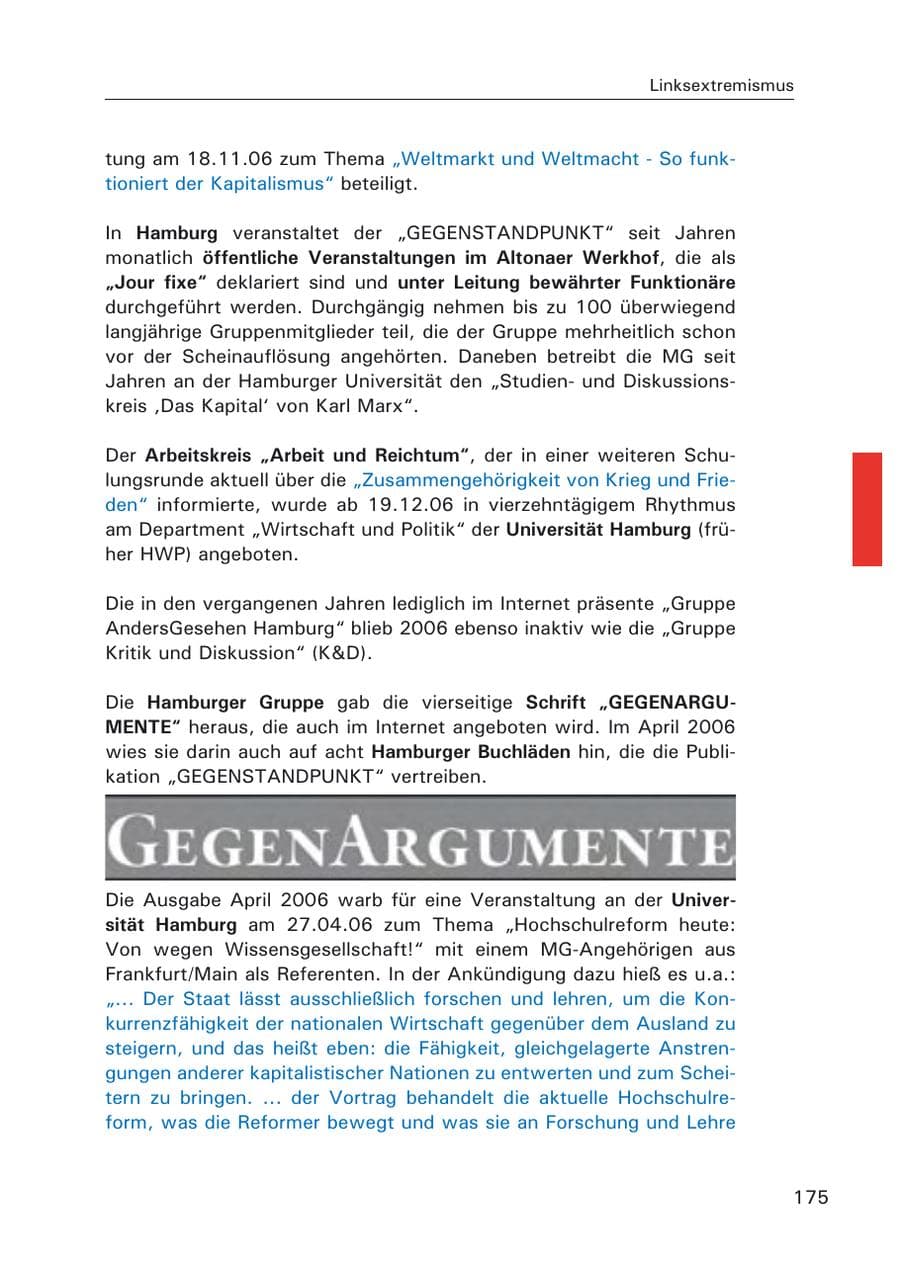Seite 177 des Verfassungsschutzbericht 2006 Hamburg