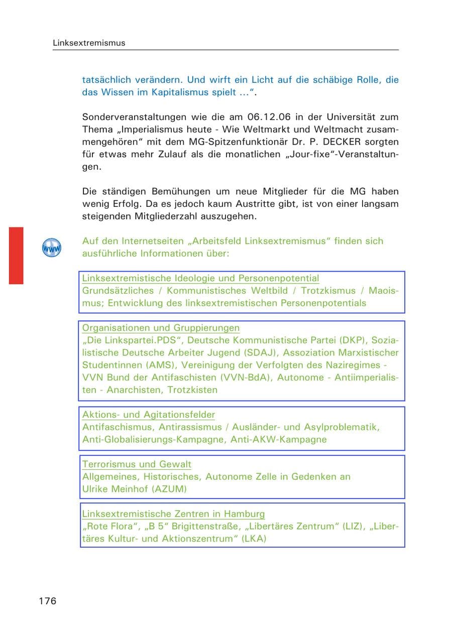 Seite 178 des Verfassungsschutzbericht 2006 Hamburg