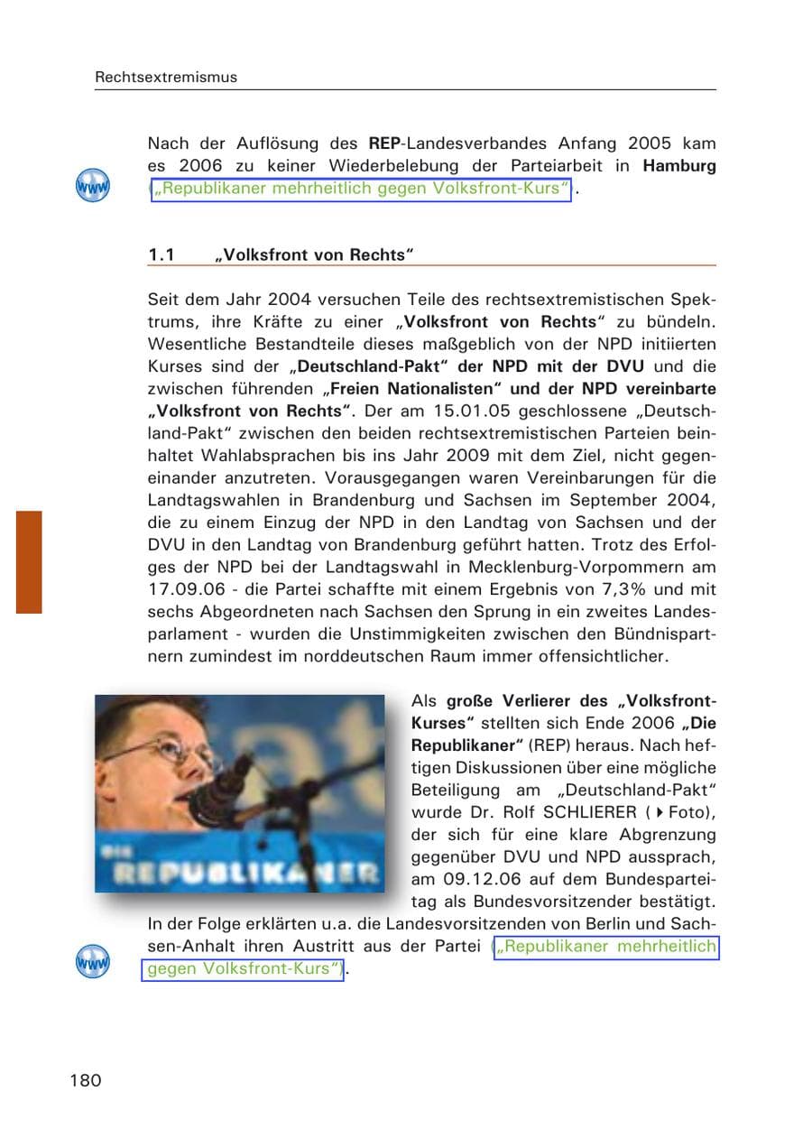 Seite 182 des Verfassungsschutzbericht 2006 Hamburg