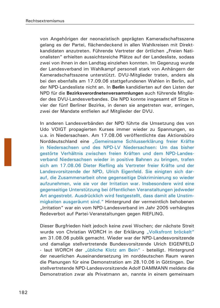Seite 184 des Verfassungsschutzbericht 2006 Hamburg