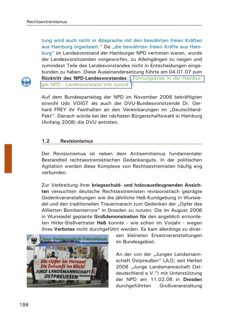 Seite 188 des Verfassungsschutzbericht 2006 Hamburg