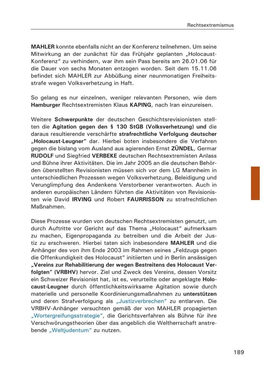 Seite 191 des Verfassungsschutzbericht 2006 Hamburg