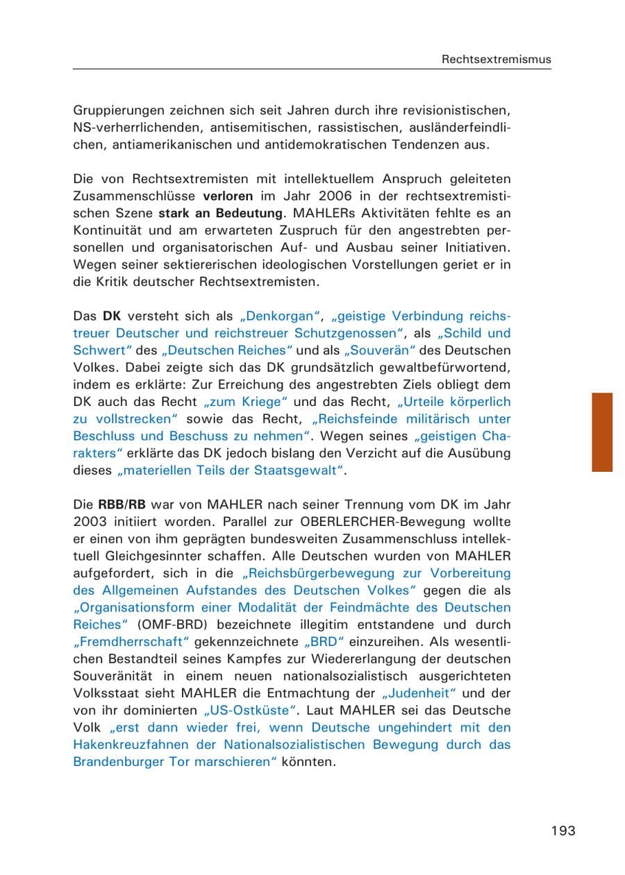 Seite 195 des Verfassungsschutzbericht 2006 Hamburg