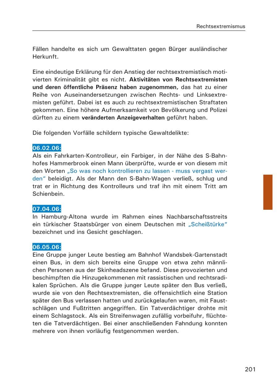 Seite 203 des Verfassungsschutzbericht 2006 Hamburg
