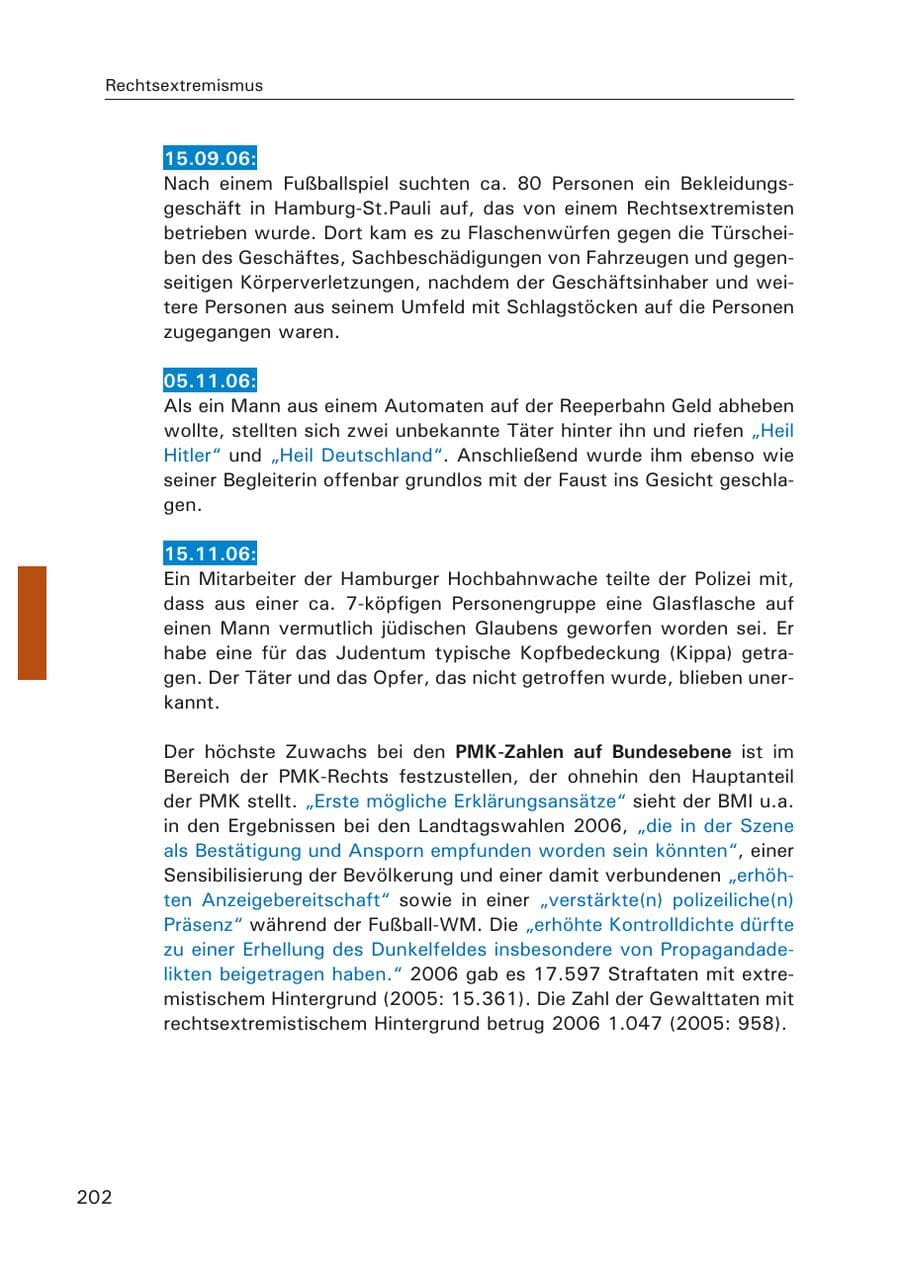 Seite 204 des Verfassungsschutzbericht 2006 Hamburg
