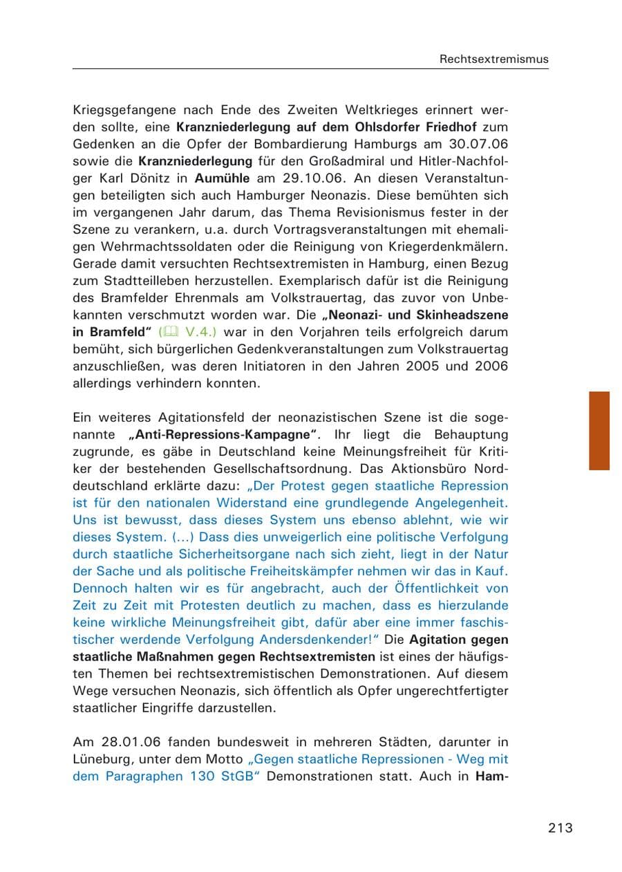 Seite 215 des Verfassungsschutzbericht 2006 Hamburg