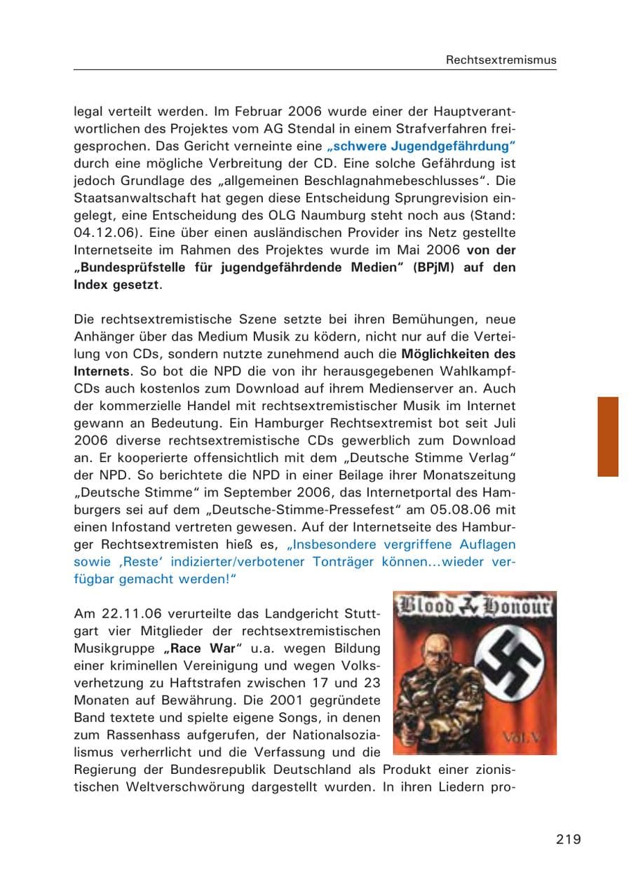 Seite 221 des Verfassungsschutzbericht 2006 Hamburg