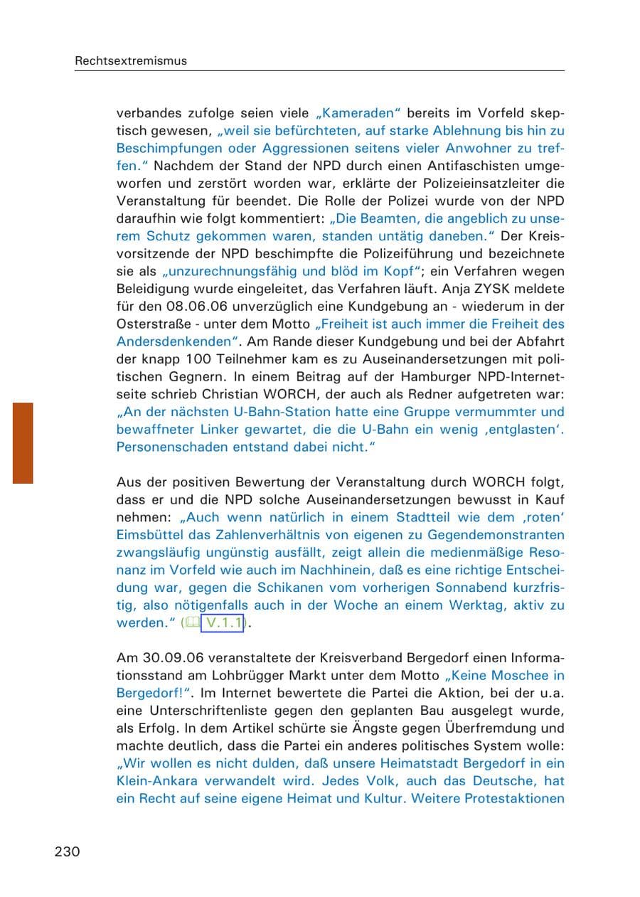 Seite 232 des Verfassungsschutzbericht 2006 Hamburg