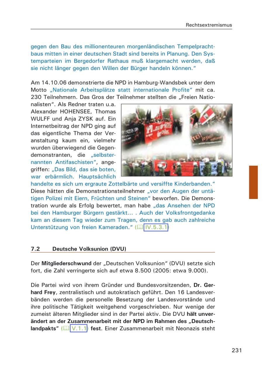 Seite 233 des Verfassungsschutzbericht 2006 Hamburg