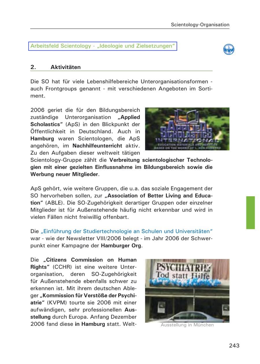 Seite 245 des Verfassungsschutzbericht 2006 Hamburg