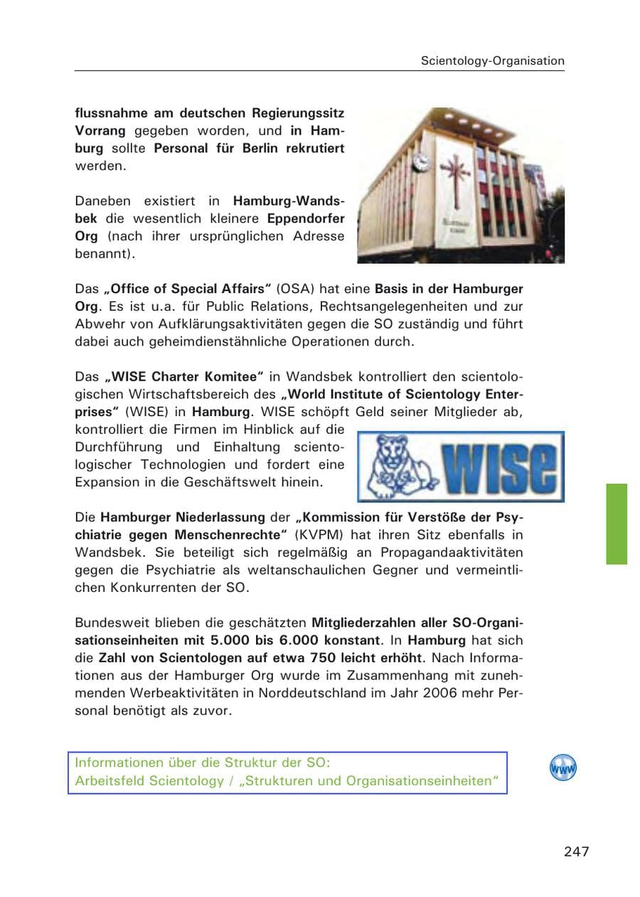Seite 249 des Verfassungsschutzbericht 2006 Hamburg