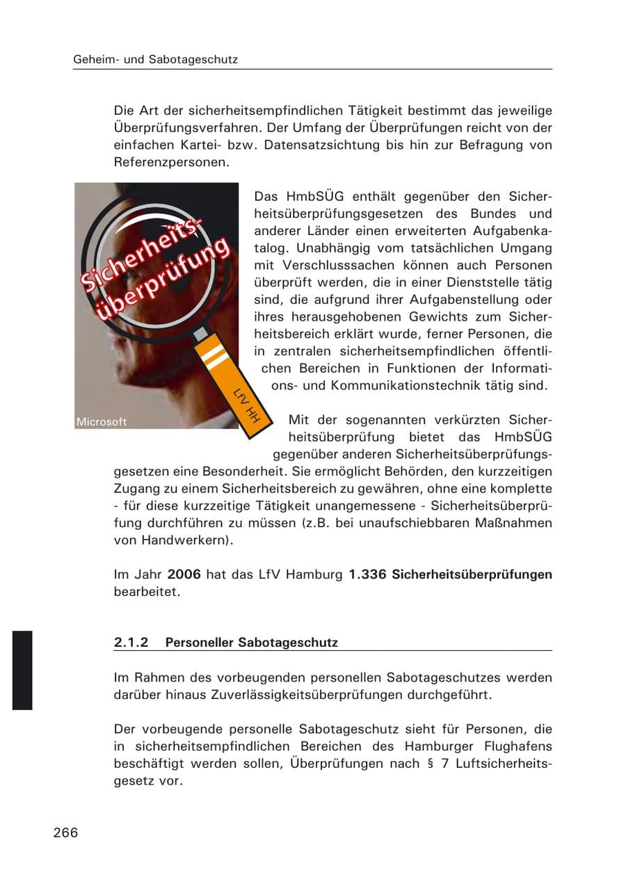 Seite 268 des Verfassungsschutzbericht 2006 Hamburg