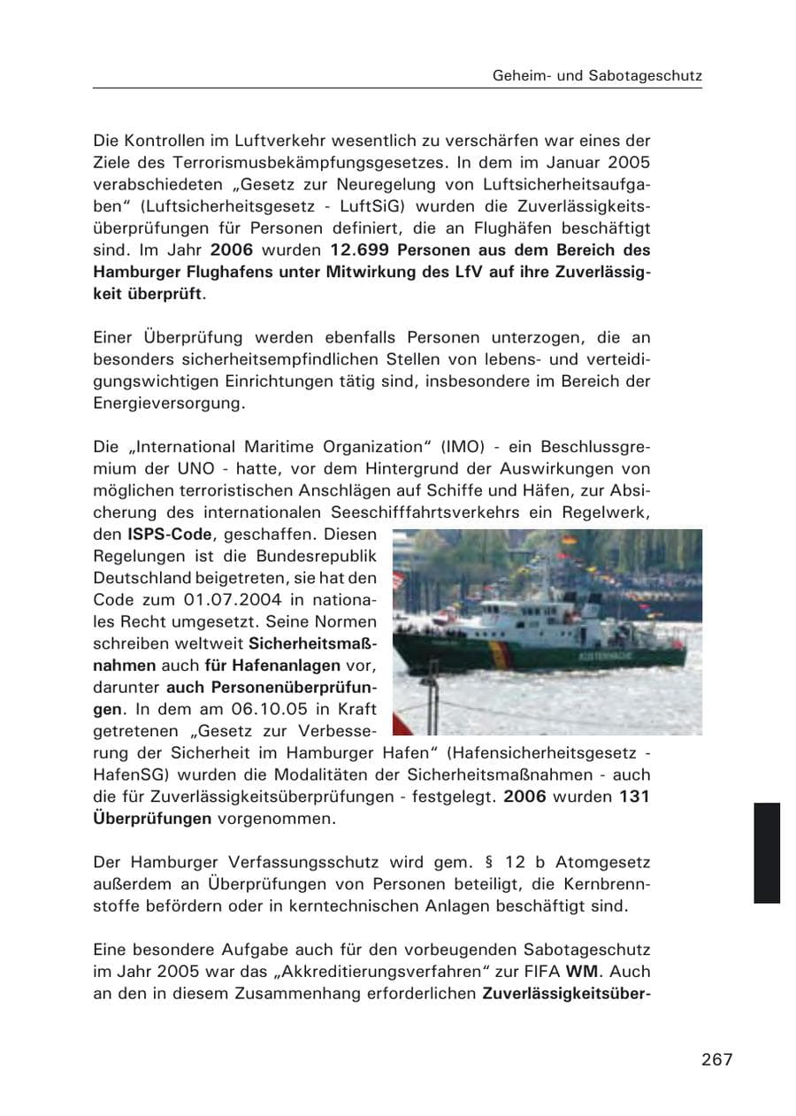 Seite 269 des Verfassungsschutzbericht 2006 Hamburg