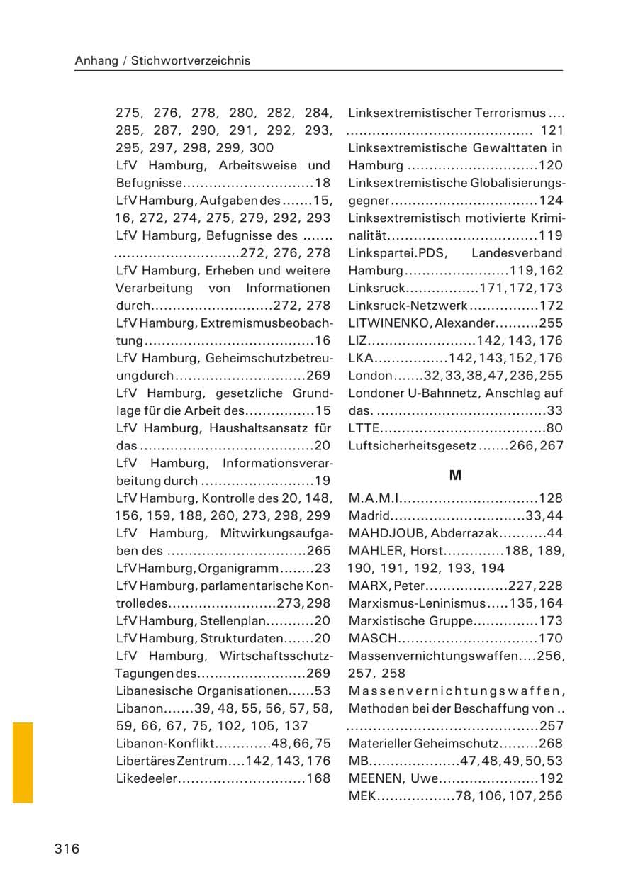 Seite 318 des Verfassungsschutzbericht 2006 Hamburg