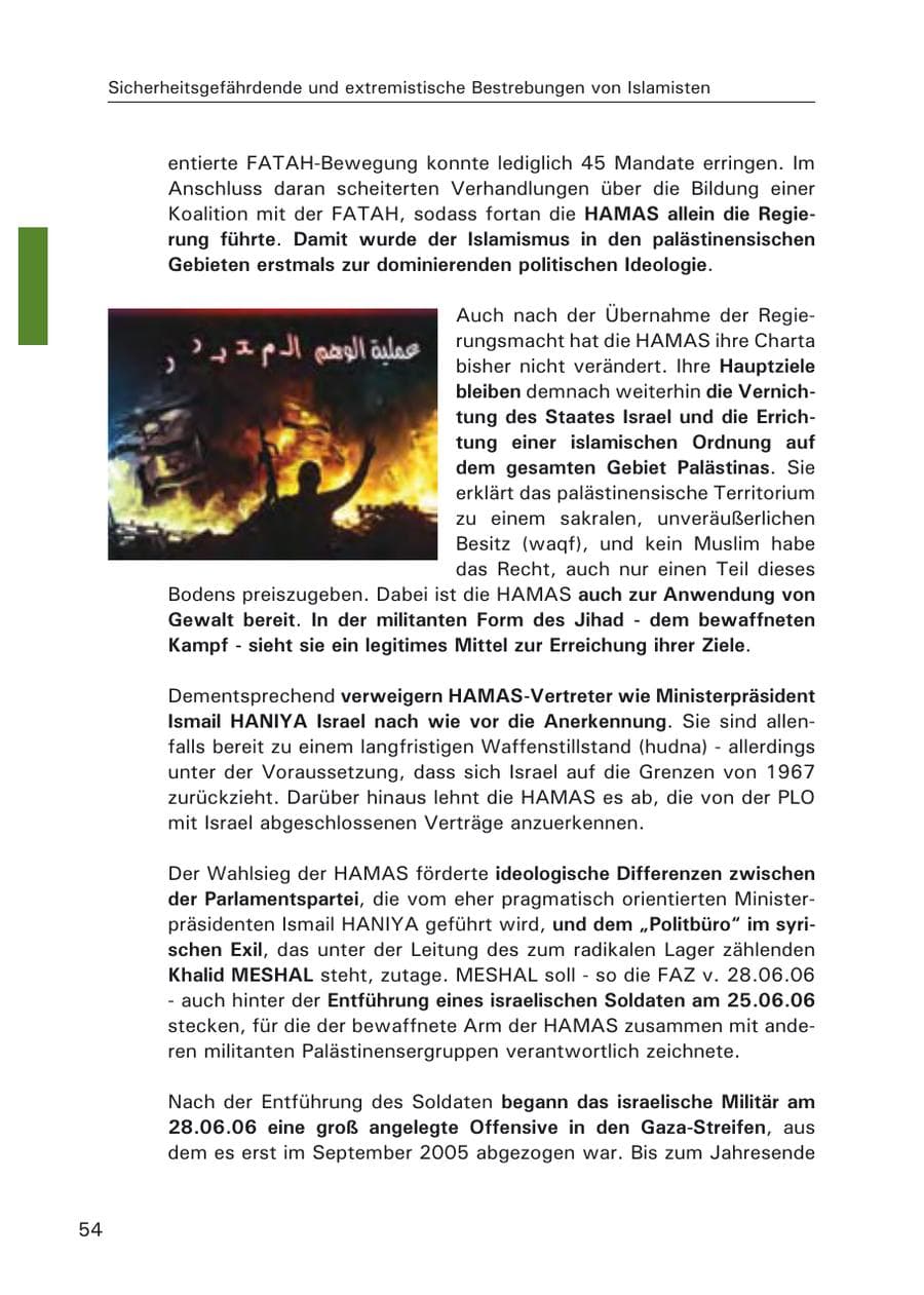 Seite 56 des Verfassungsschutzbericht 2006 Hamburg
