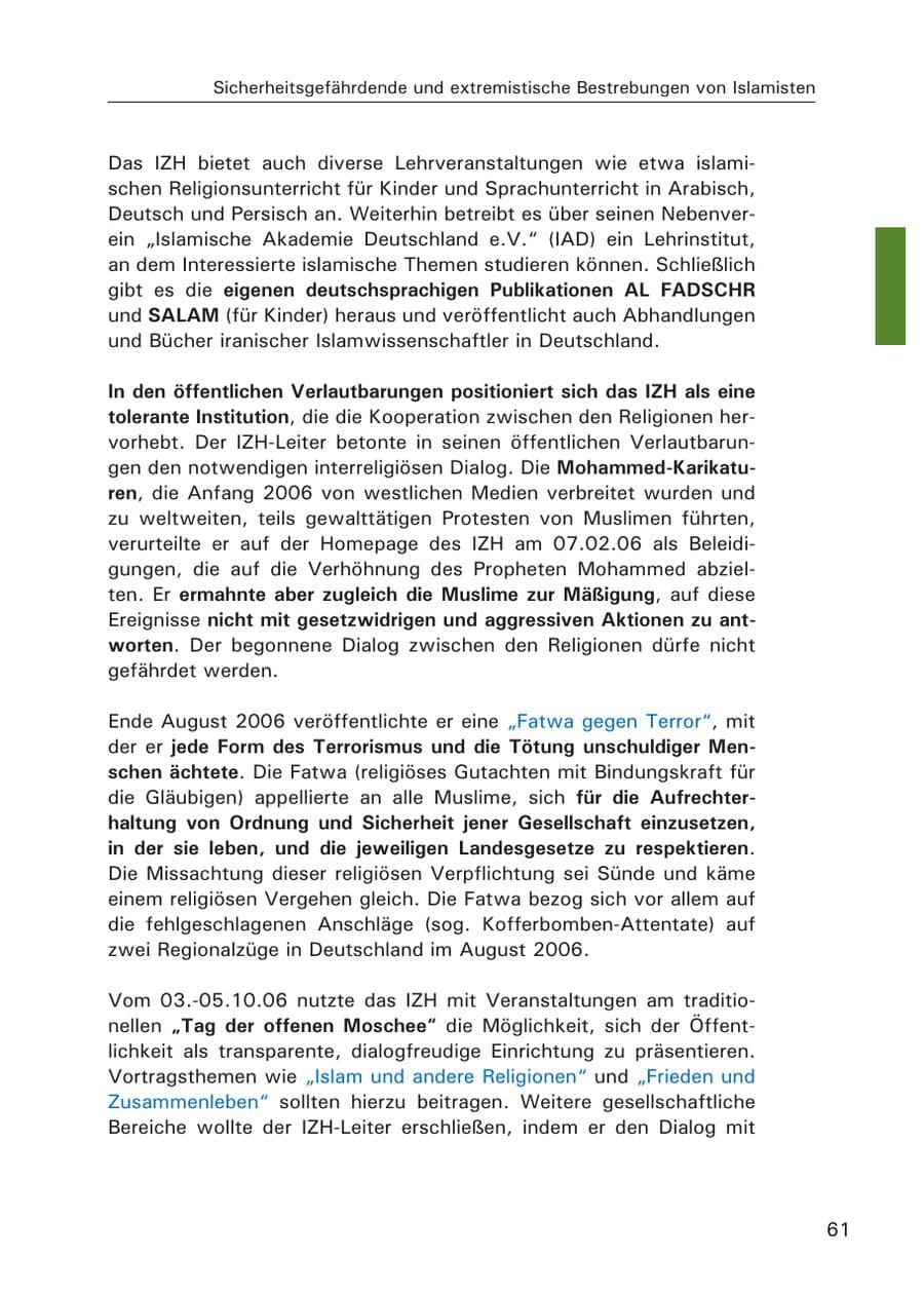 Seite 63 des Verfassungsschutzbericht 2006 Hamburg