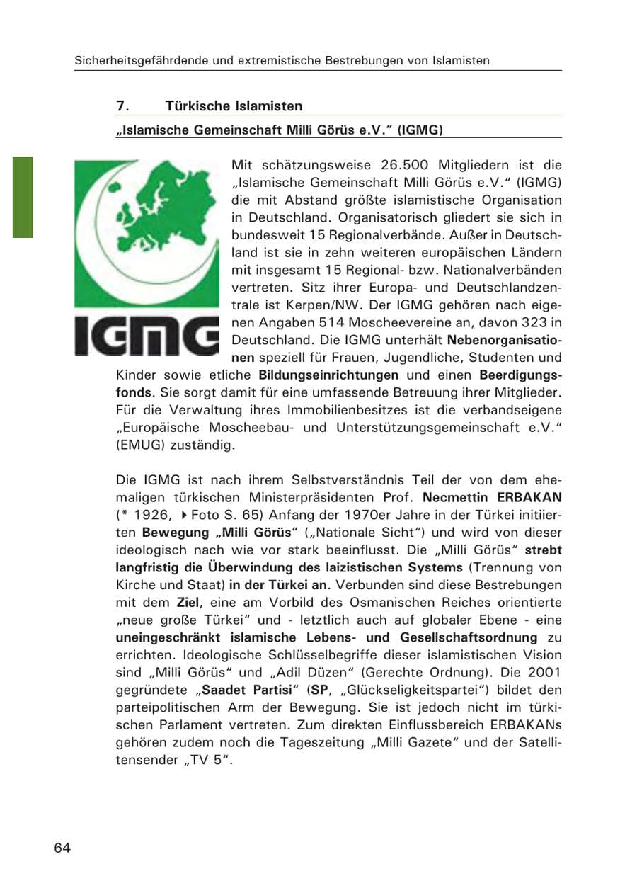 Seite 66 des Verfassungsschutzbericht 2006 Hamburg