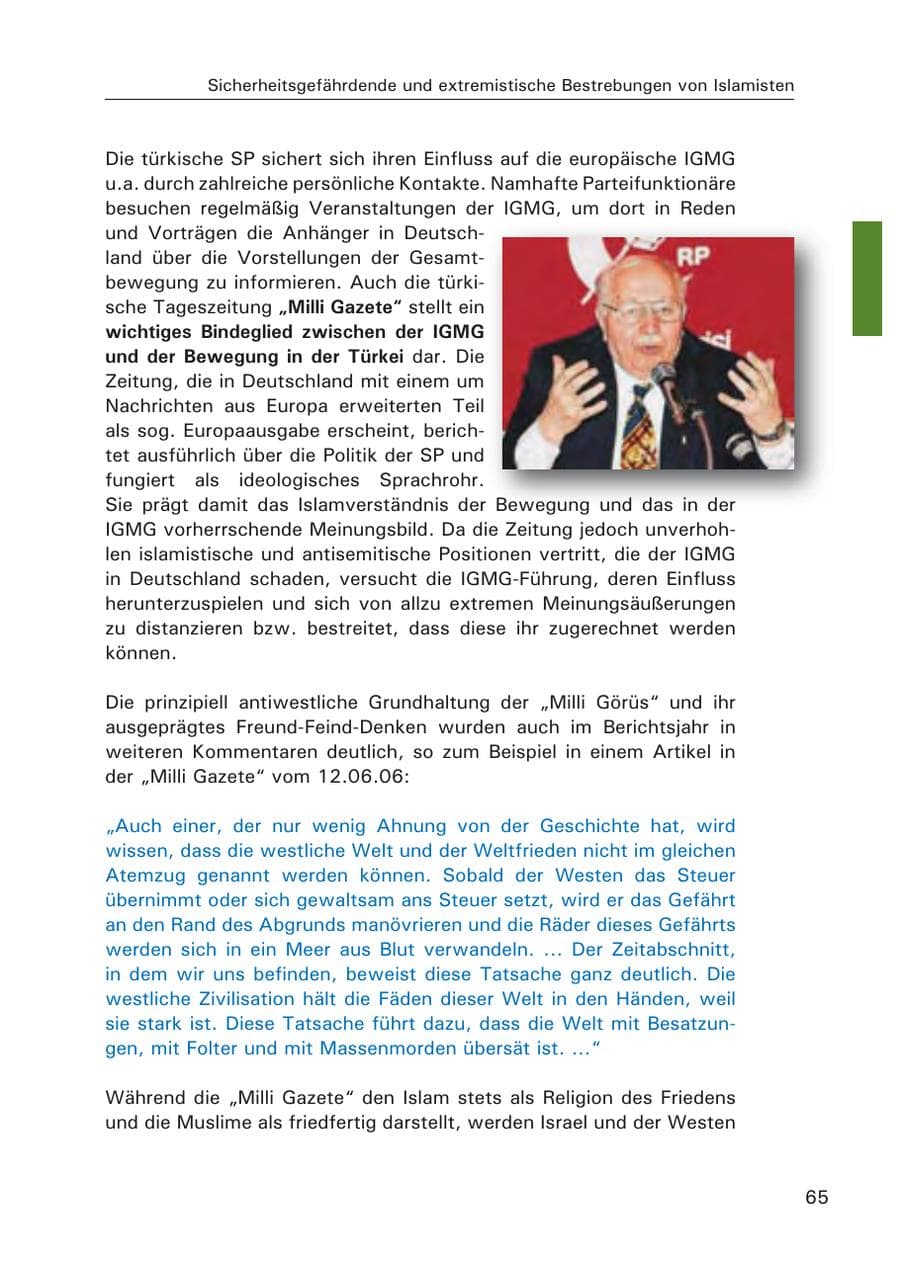 Seite 67 des Verfassungsschutzbericht 2006 Hamburg