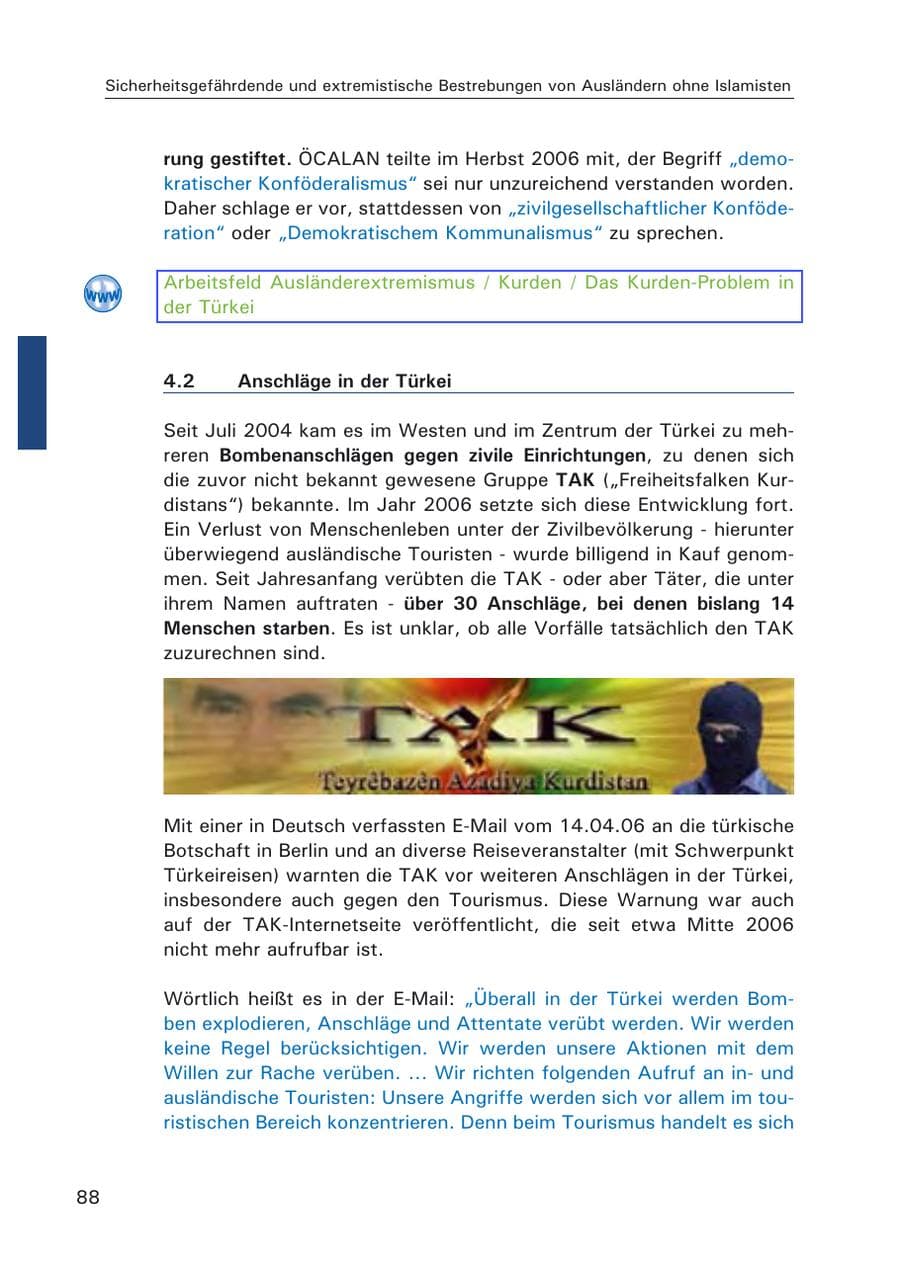 Seite 90 des Verfassungsschutzbericht 2006 Hamburg
