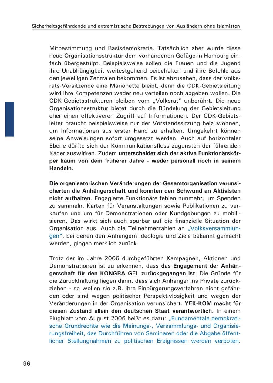 Seite 98 des Verfassungsschutzbericht 2006 Hamburg