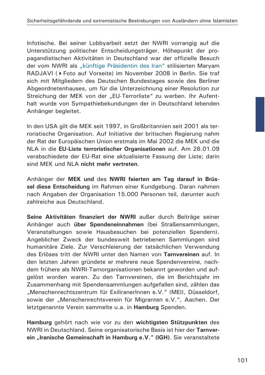 Seite 103 des Verfassungsschutzbericht 2008 Hamburg
