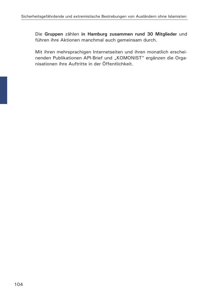 Seite 106 des Verfassungsschutzbericht 2008 Hamburg