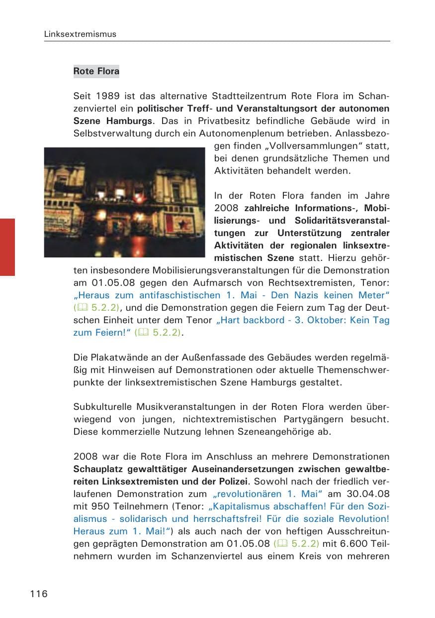 Seite 118 des Verfassungsschutzbericht 2008 Hamburg
