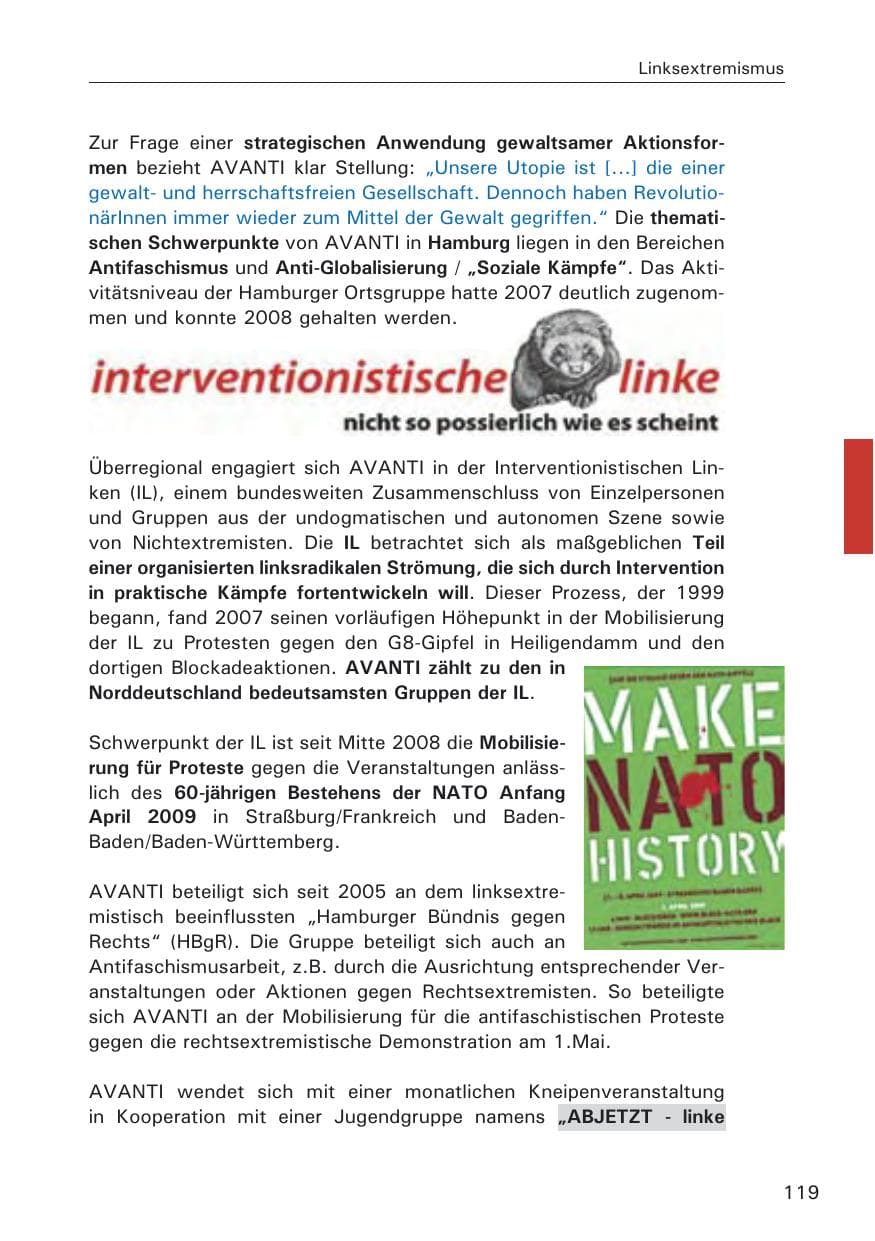 Seite 121 des Verfassungsschutzbericht 2008 Hamburg