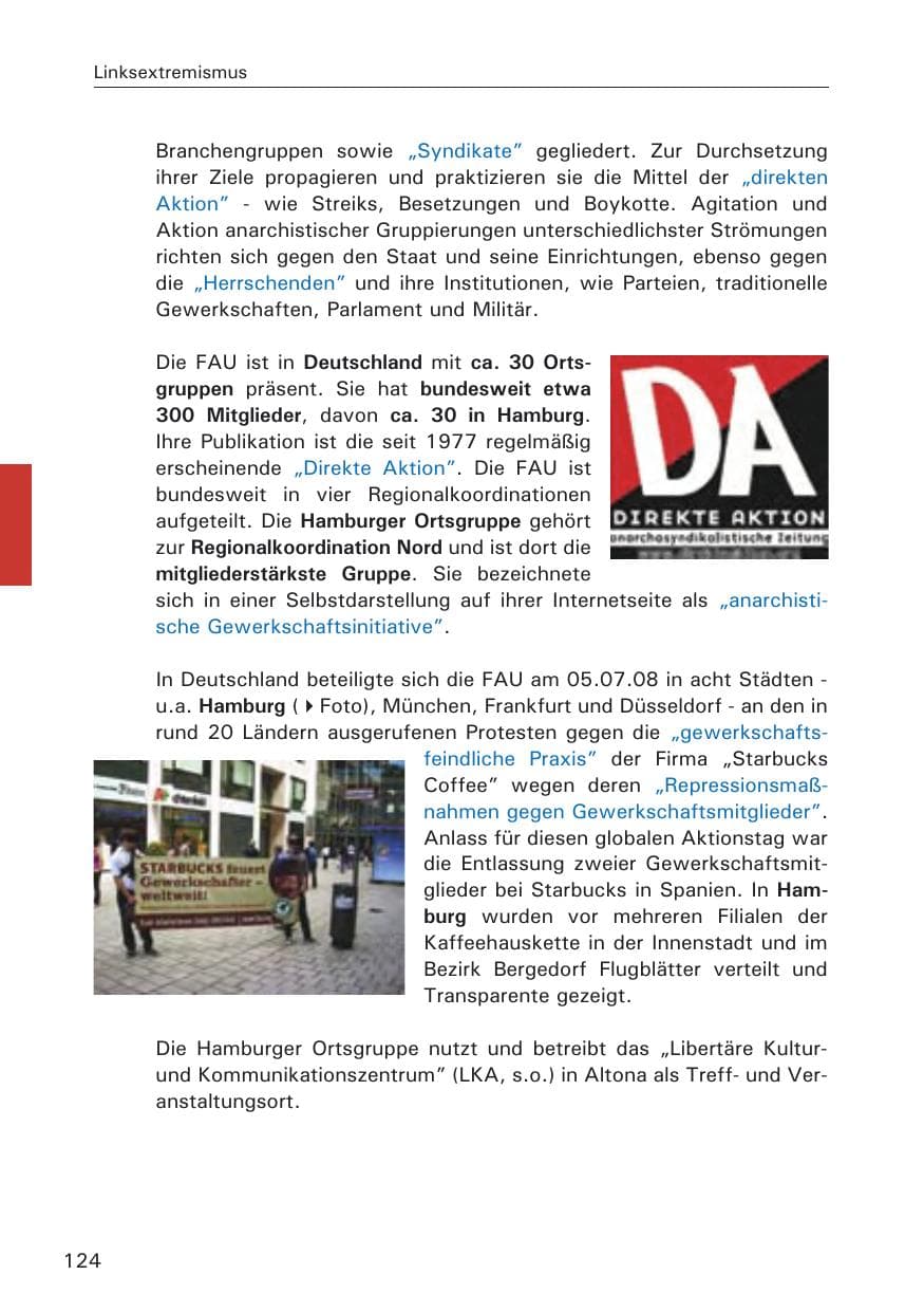 Seite 126 des Verfassungsschutzbericht 2008 Hamburg