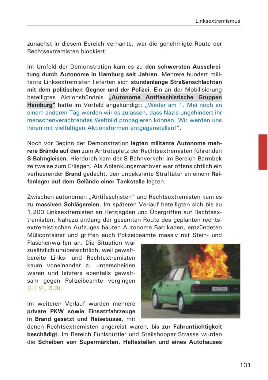 Seite 133 des Verfassungsschutzbericht 2008 Hamburg